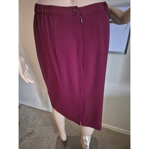 Talbots Women's Size 10  2-Piece Set Burgundy Lacey Blouse And Wool Skirt Set - Picture 5 of 16